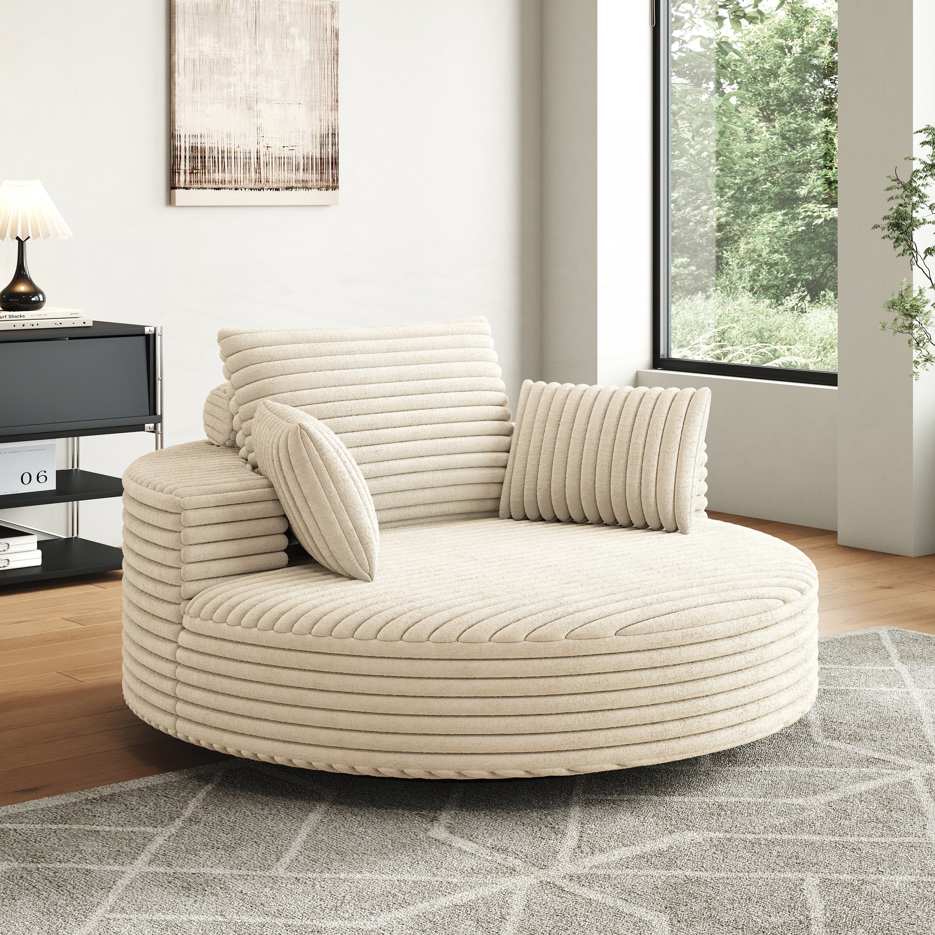 Corduroy Chenille Foam Single Swivel Chair