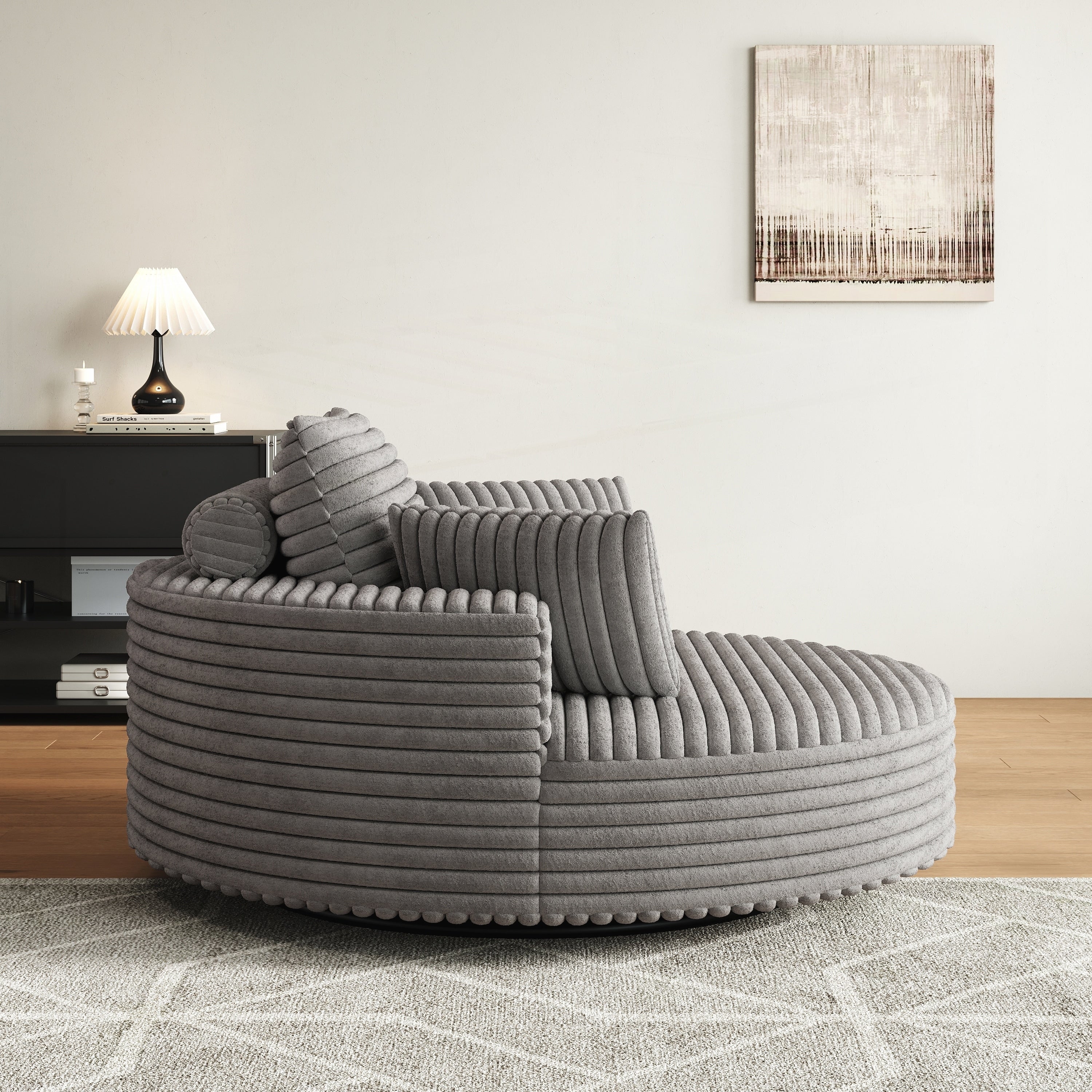 Corduroy Chenille Foam Single Swivel Chair