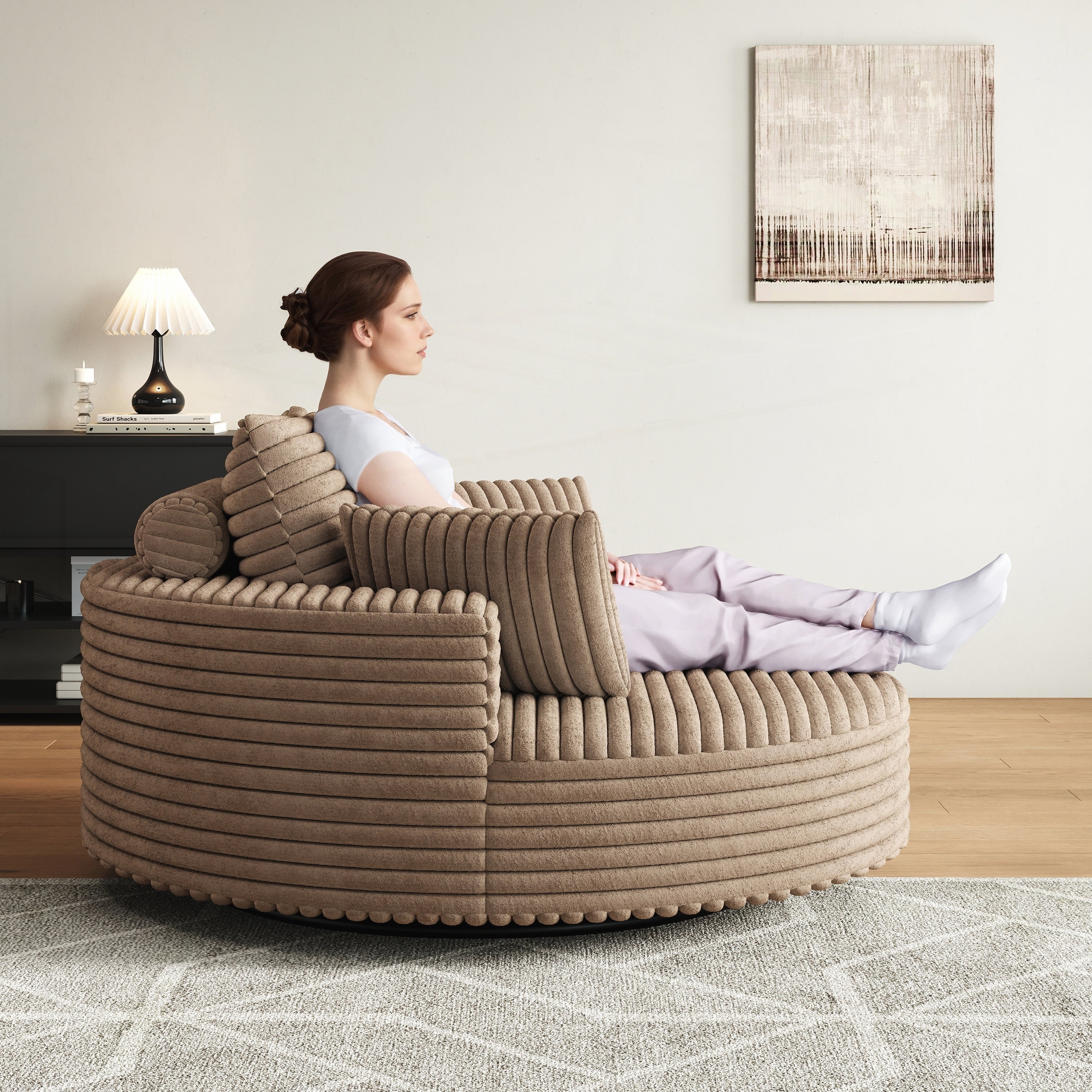 Corduroy Chenille Foam Single Swivel Chair