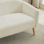 Corduroy Fabric Upholstered 2-Seat Sofa with Wooden Walnut Legs