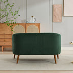 Corduroy Fabric Upholstered 2-Seat Sofa with Wooden Walnut Legs
