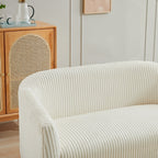 Corduroy Fabric Upholstered 2-Seat Sofa with Wooden Walnut Legs