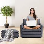 Corduroy Sectional Sofa with Removable Ottomans & Ultra-soft Cushions for Living Room & Bedroom