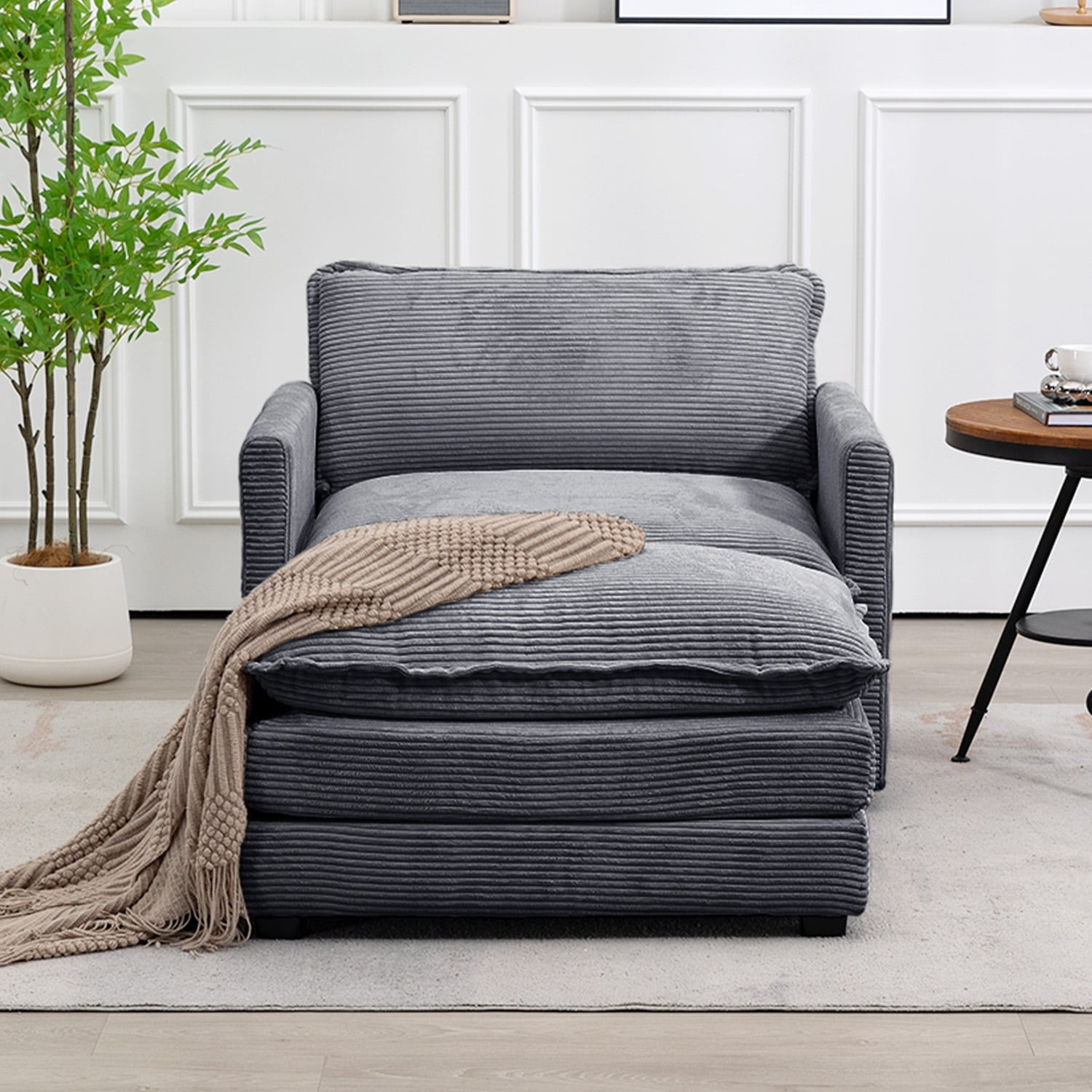 Corduroy Sectional Sofa with Removable Ottomans & Ultra-soft Cushions for Living Room & Bedroom