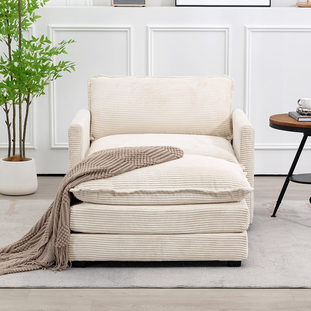 Corduroy Sectional Sofa with Removable Ottomans & Ultra-soft Cushions for Living Room & Bedroom