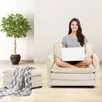 Corduroy Sectional Sofa with Removable Ottomans & Ultra-soft Cushions for Living Room & Bedroom