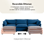 Corduroy Sectional Sofa with Removable Ottomans & Ultra-soft Cushions for Living Room & Bedroom