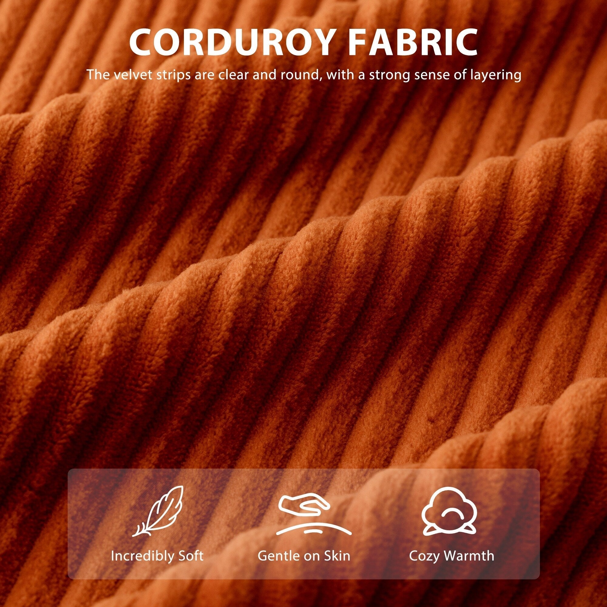Corduroy Upholstered Memory Foam Sofa With Ottoman Upholstered Bean Bag Couch - 48.4Lx67.7Wx24.4H