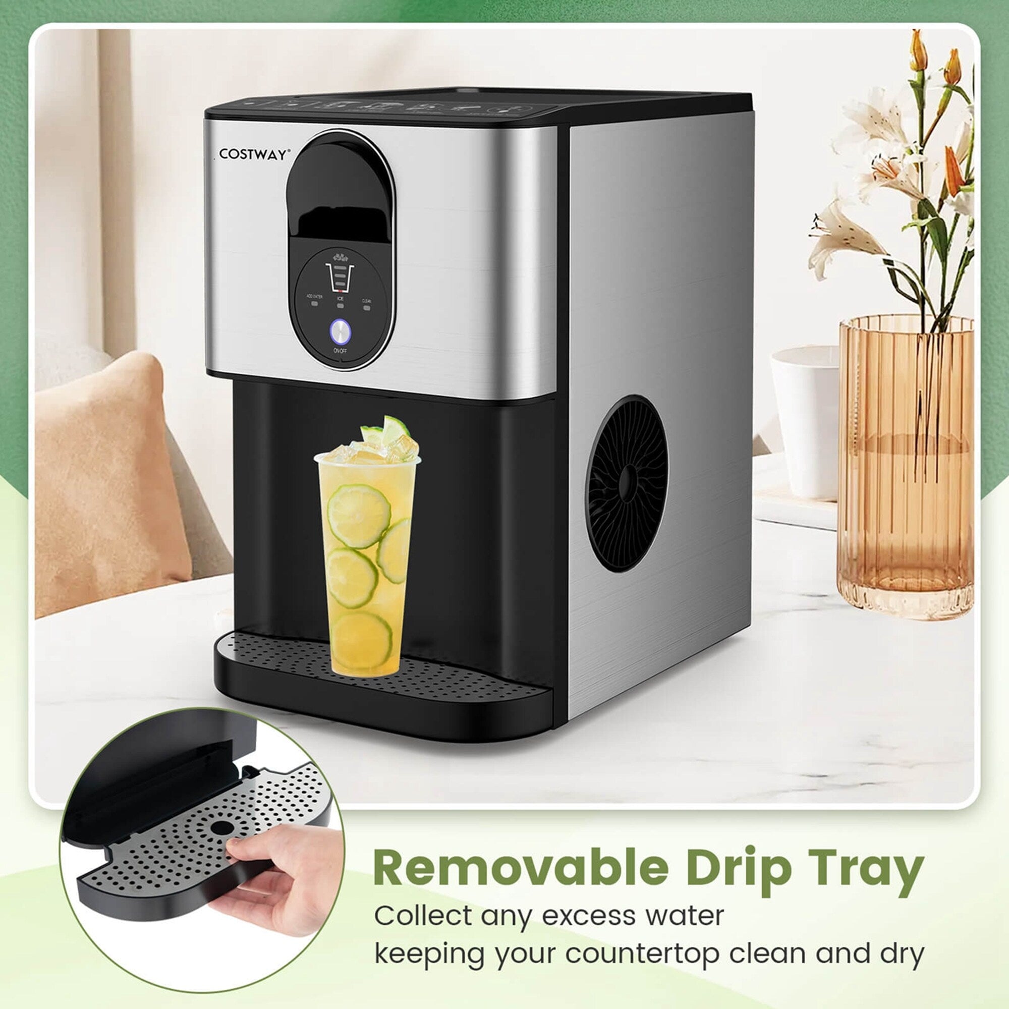 Costway 56 lbs/24 H Pepple Chewable Countertop Ice Maker with - See Details
