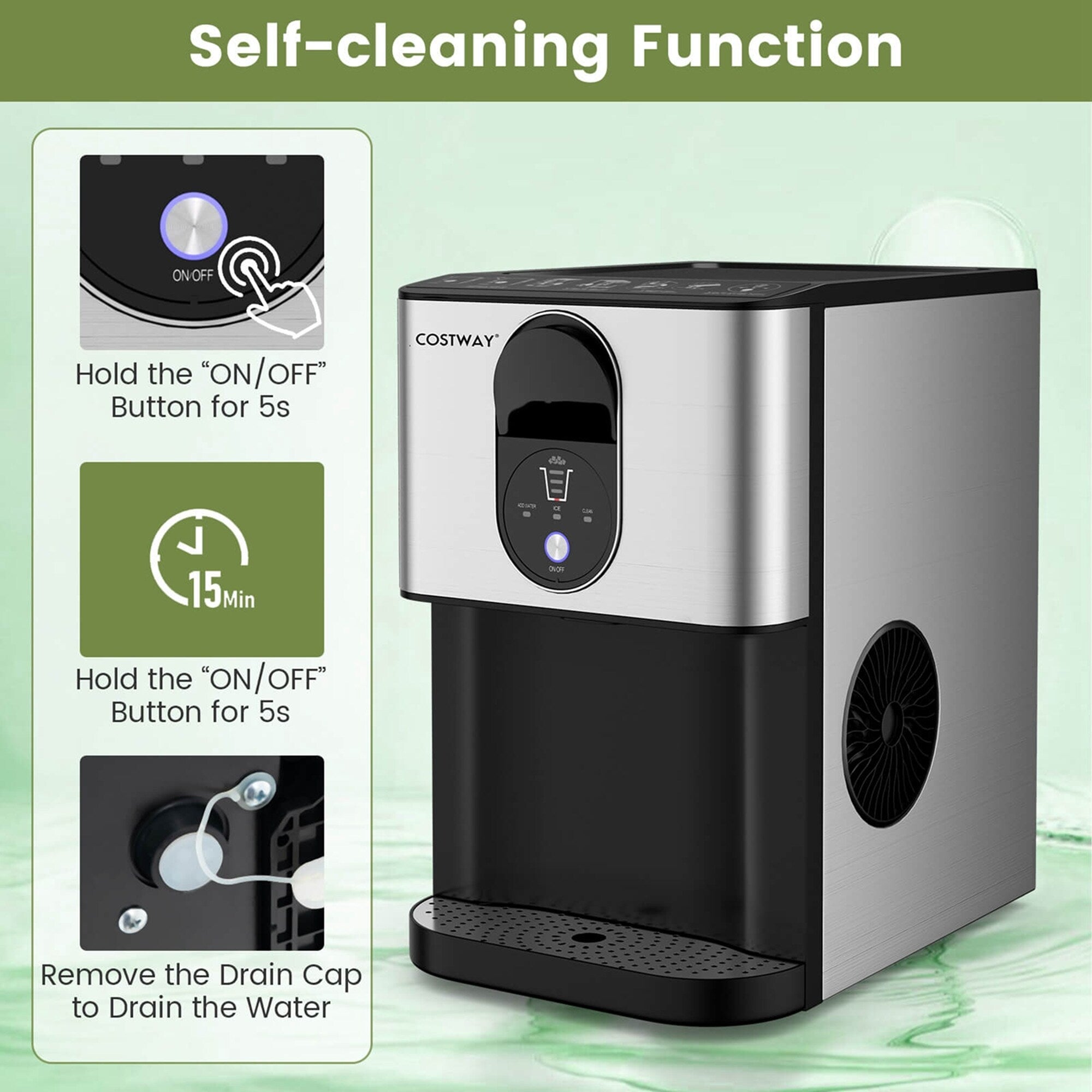 Costway 56 lbs/24 H Pepple Chewable Countertop Ice Maker with - See Details