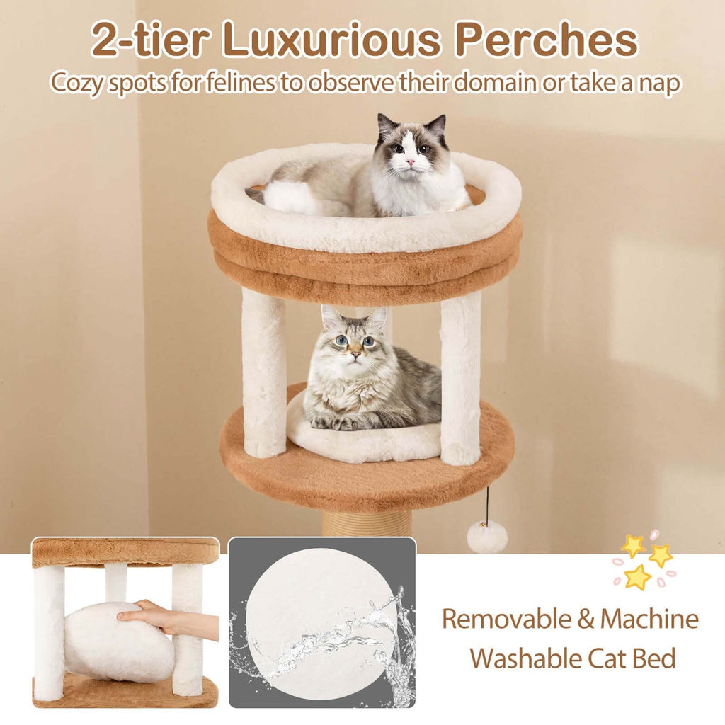 Costway 65 Tall Cat Tree for Indoor with Self-groomer Padded Perch - See Details