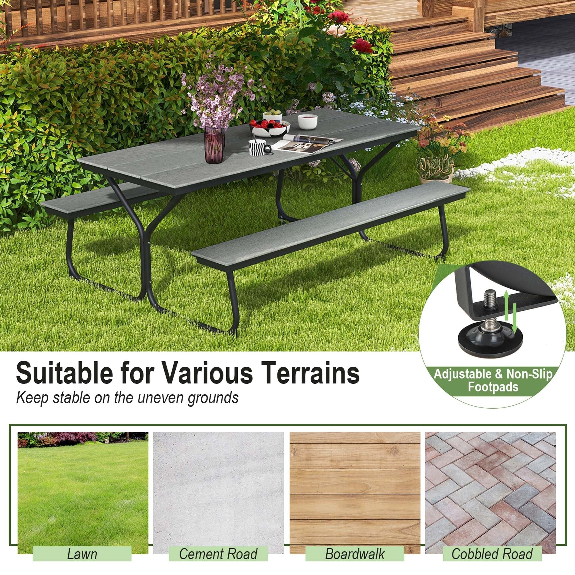 Costway 6FT Picnic Table Bench Set Outdoor HDPE Heavy-Duty Table for - See Details