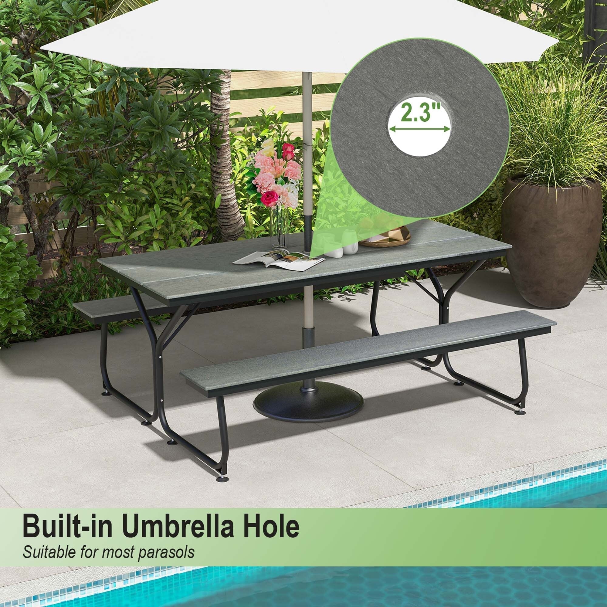 Costway 6FT Picnic Table Bench Set Outdoor HDPE Heavy-Duty Table for - See Details