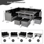 Costway 7 PCS Patio Rattan Dining Set Sectional Sofa Couch Ottoman - See Details