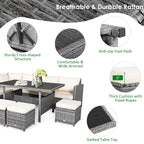 Costway 7 PCS Patio Rattan Dining Set Sectional Sofa Couch Ottoman - See Details