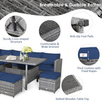 Costway 7 PCS Patio Rattan Dining Set Sectional Sofa Couch Ottoman - See Details