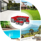 Costway 7 PCS Patio Rattan Dining Set Sectional Sofa Couch Ottoman - See Details