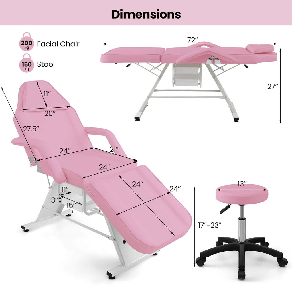 Costway 72 Massage Bed with Hydraulic Stool Adjustable Backrest &