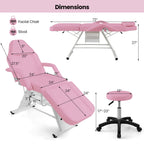 Costway 72 Massage Bed with Hydraulic Stool Adjustable Backrest &