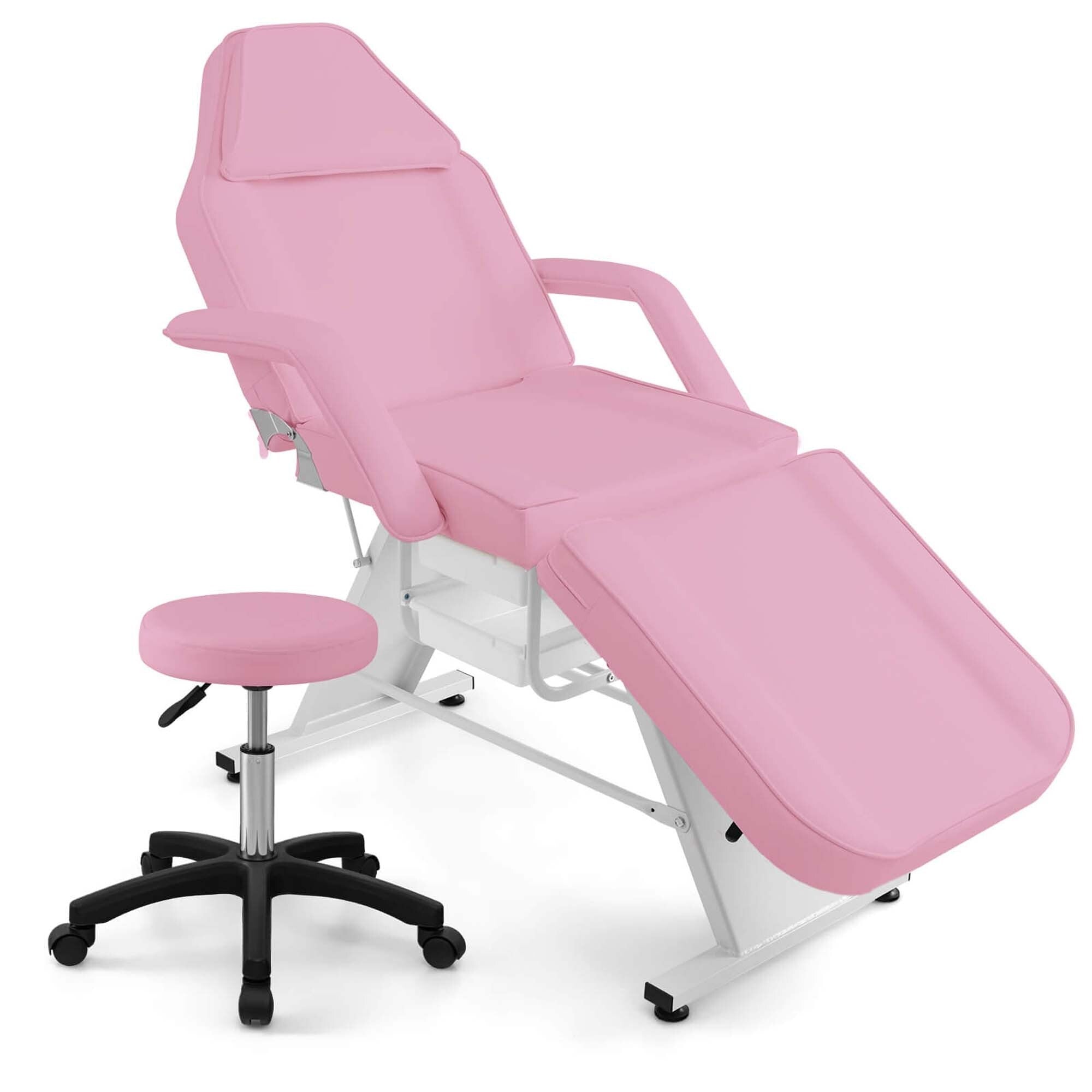 Costway 72 Massage Bed with Hydraulic Stool Adjustable Backrest &