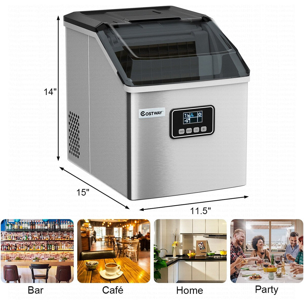 Costway Stainless Steel Ice Maker Machine Countertop 48Lbs/24H