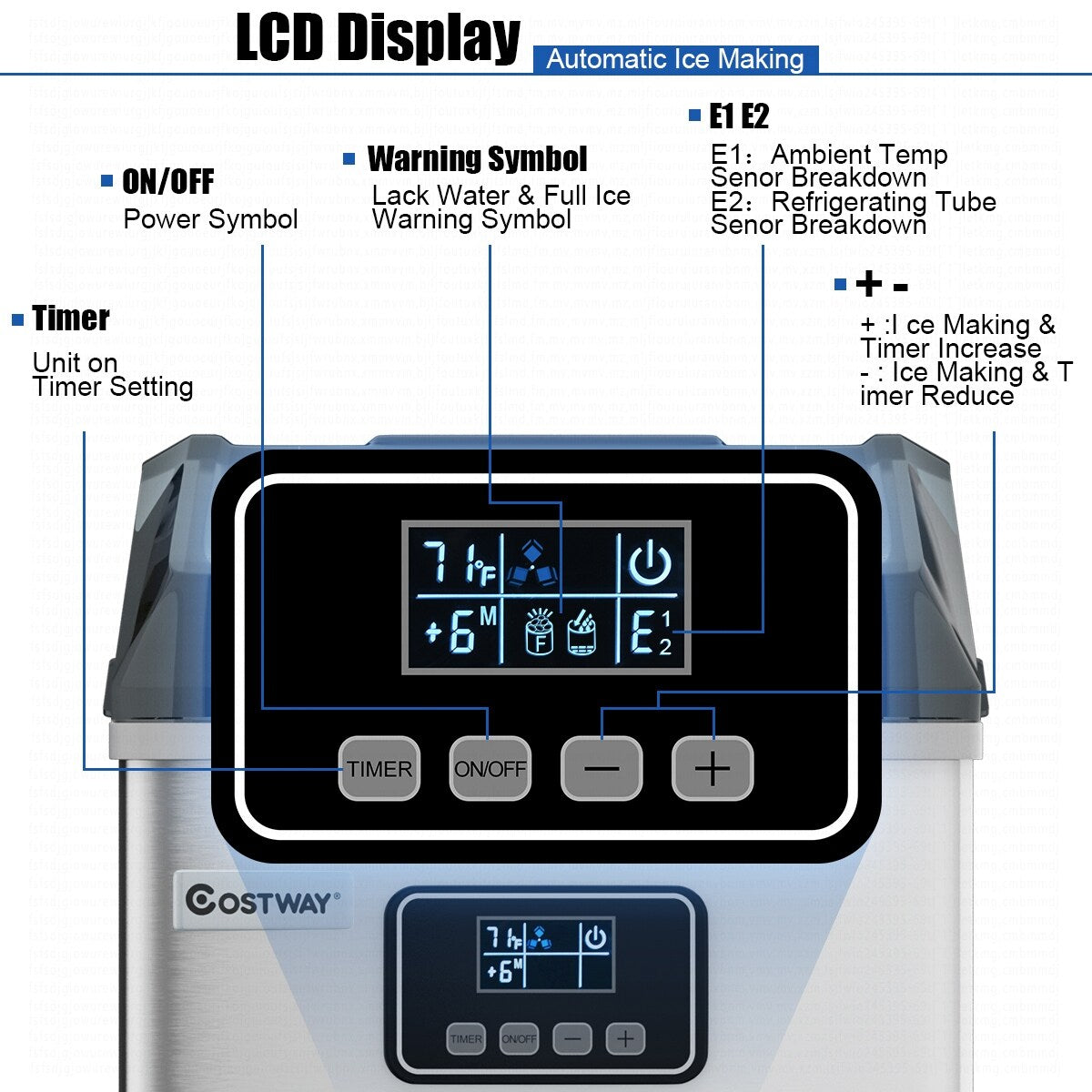 Costway Stainless Steel Ice Maker Machine Countertop 48Lbs/24H