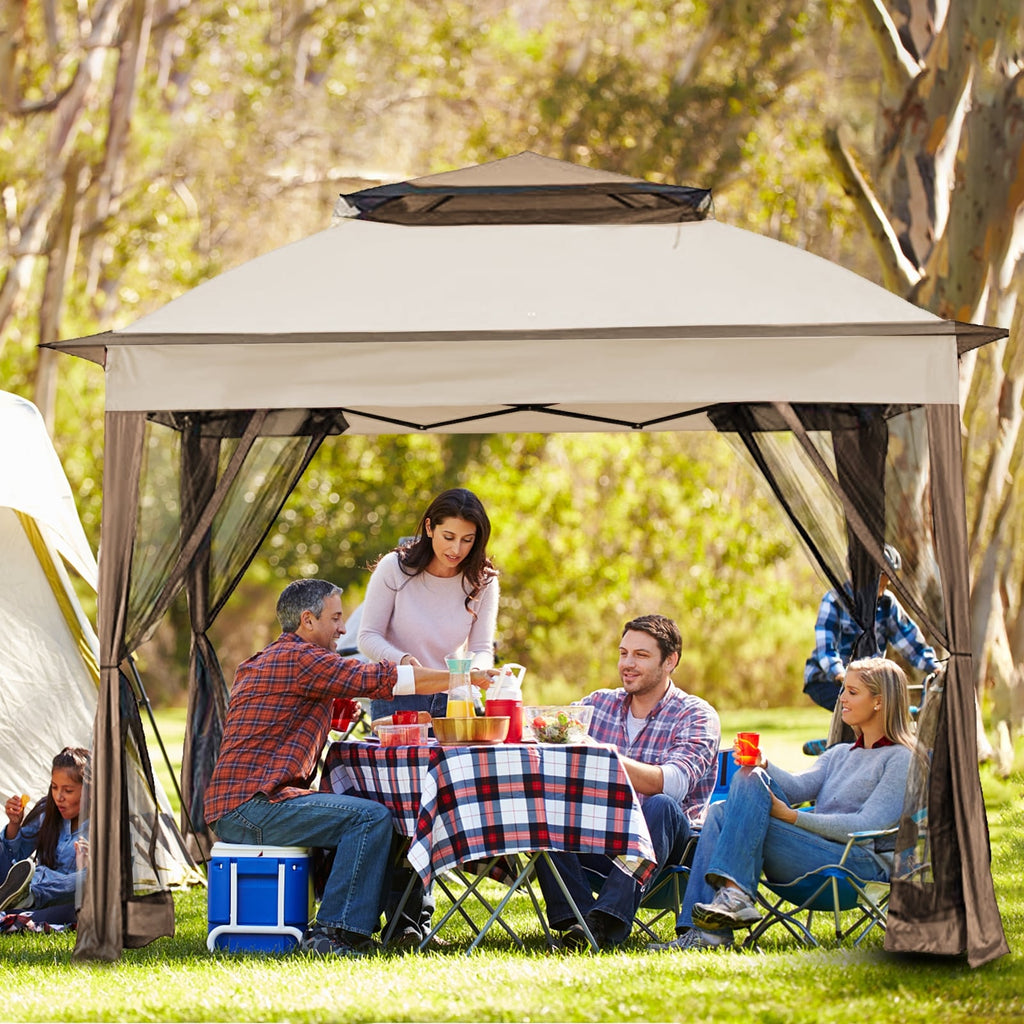 Cozywor 11 ft. x 11 ft. Pop-Up Steel Gazebo with Mosquito Netting