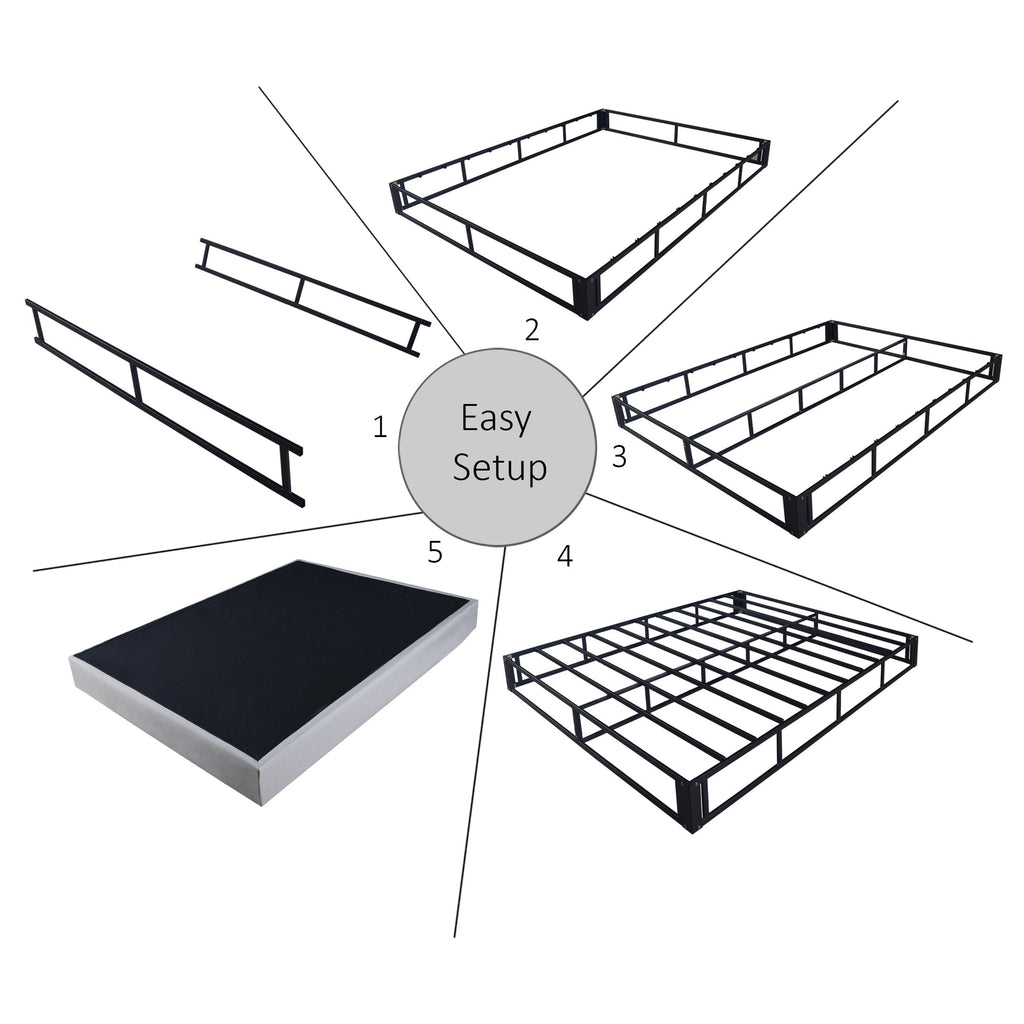 CraftPorch 5-Inch Metal Box Spring with Warm Grey Linen Cover