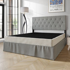 CraftPorch Solid Wood 5-Inch Box Spring Foundation with Wood Slats with Warm Grey Linen Cover
