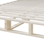 CraftPorch Solid Wood 5-Inch Box Spring Foundation with Wood Slats with Warm Grey Linen Cover