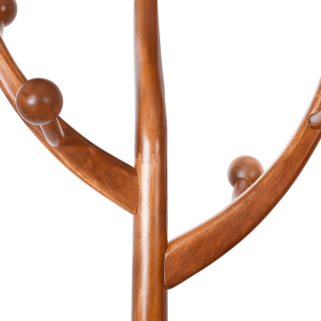Tree-branch Rubberwood Freestanding Coat Rack with 8 Hooks - 24.5W x 70.87H