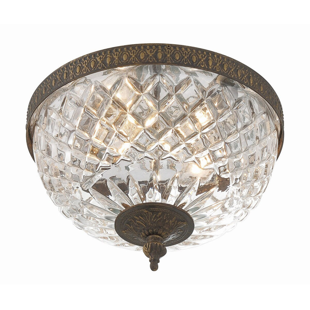 Crystorama 2 Light Crystal Flush Mount - 10W x 8H x 10D