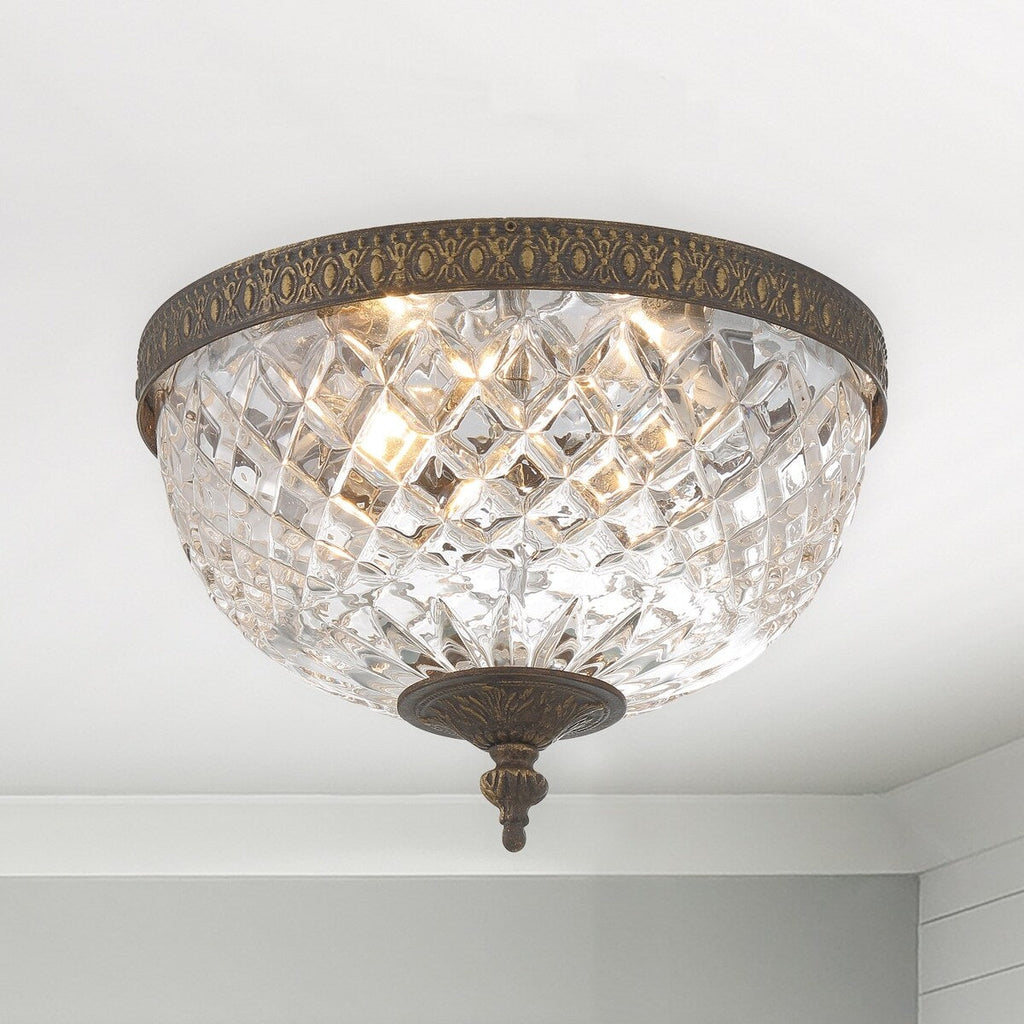 Crystorama 2 Light Crystal Flush Mount - 10W x 8H x 10D