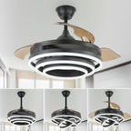 Cusp Barn 42 Retractable Ceiling Fan with Lights and Remote DIY Shape Fandelier Modern Silent DC Motor LED Ceiling Light