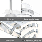 Cusp Barn 42 Retractable Ceiling Fan with Lights and Remote DIY Shape Fandelier Modern Silent DC Motor LED Ceiling Light