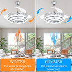 Cusp Barn 42 Retractable Ceiling Fan with Lights and Remote DIY Shape Fandelier Modern Silent DC Motor LED Ceiling Light