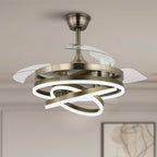 Cusp Barn 42 Retractable Ceiling Fan with Lights and Remote DIY Shape Fandelier Modern Silent DC Motor LED Ceiling Light