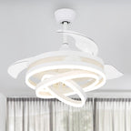 Cusp Barn 42 Retractable Ceiling Fan with Lights and Remote DIY Shape Fandelier Modern Silent DC Motor LED Ceiling Light