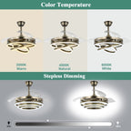 Cusp Barn 42 Retractable Ceiling Fan with Lights and Remote DIY Shape Fandelier Modern Silent DC Motor LED Ceiling Light