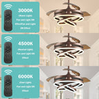 Cusp Barn 42 Retractable Ceiling Fan with Lights and Remote DIY Shape Fandelier Modern Silent DC Motor LED Ceiling Light