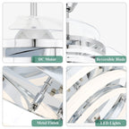 Cusp Barn 42 Retractable Ceiling Fan with Lights and Remote DIY Shape Fandelier Modern Silent DC Motor LED Ceiling Light