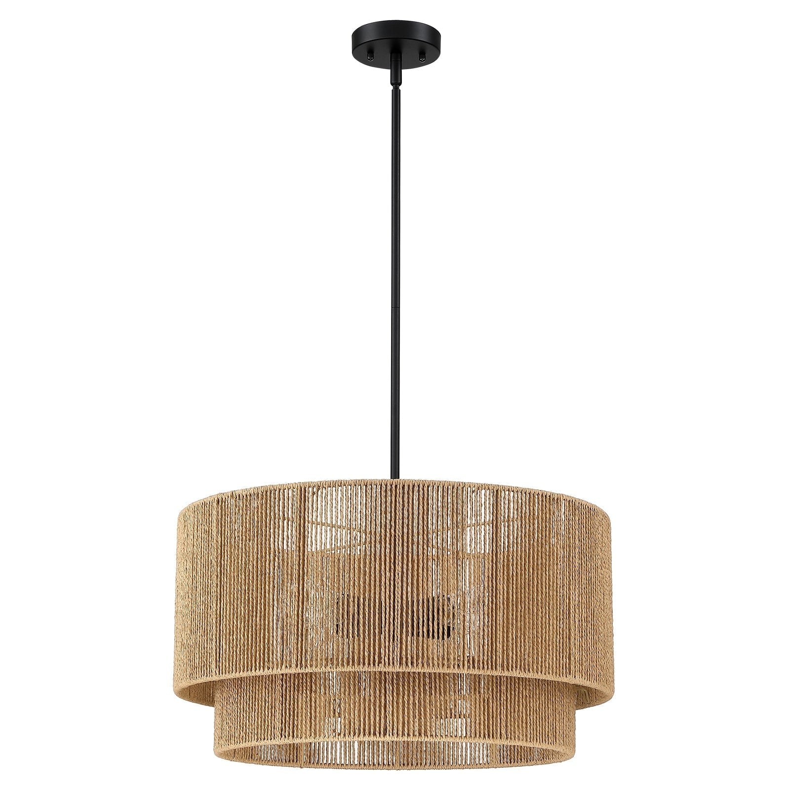 Cynthia 4-Light Natural Rattan Drum Chandelier Light - 22''W