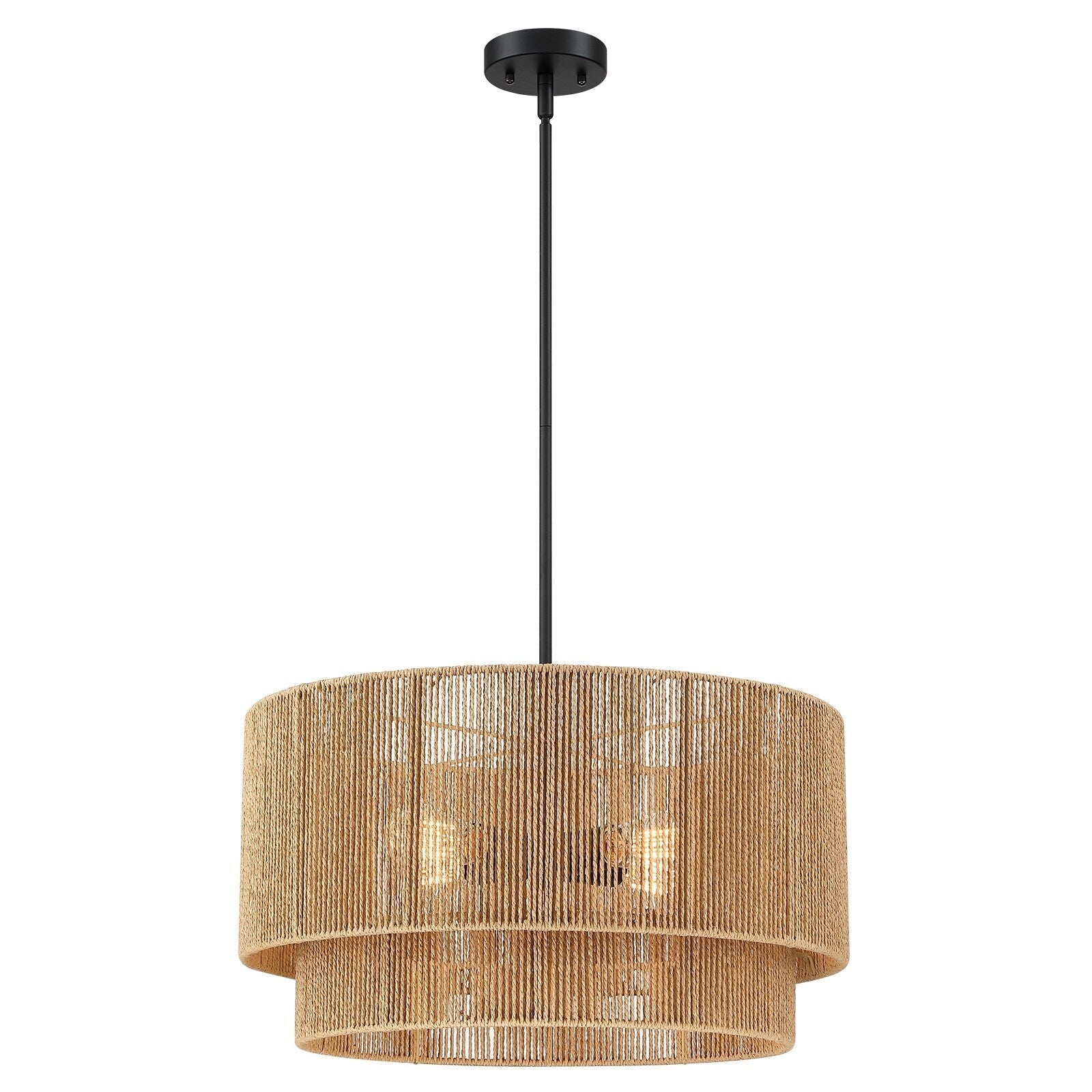 Cynthia 4-Light Natural Rattan Drum Chandelier Light - 22''W