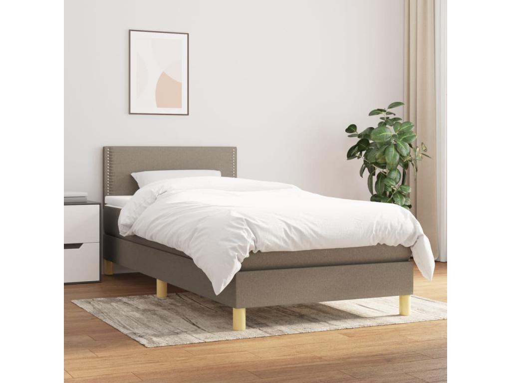 Upholstered bed base with Meublori mattress 90x200 cm Fabric