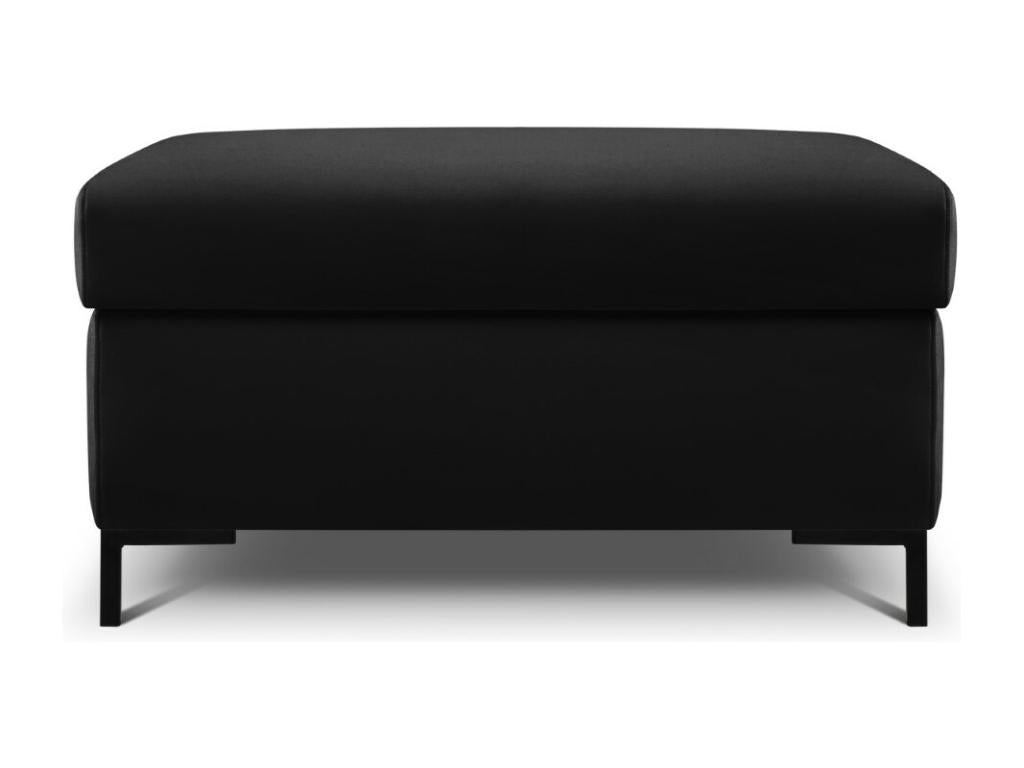 Meublori - Ottoman with storage compartment in black velvet - 87x72x46cm