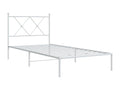 Metal bed frame without mattress, with white headboard, 90x200cm