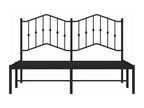 Metal bed frame without mattress, with black headboard, 140x200cm