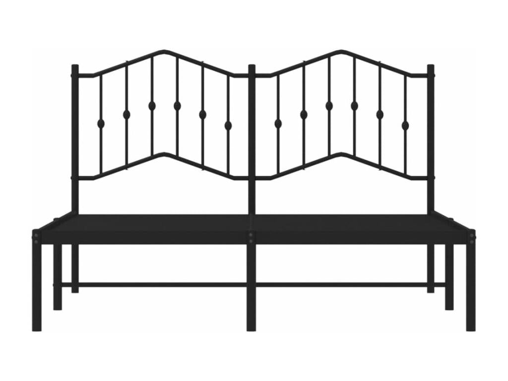 Metal bed frame without mattress, with black headboard, 140x200cm