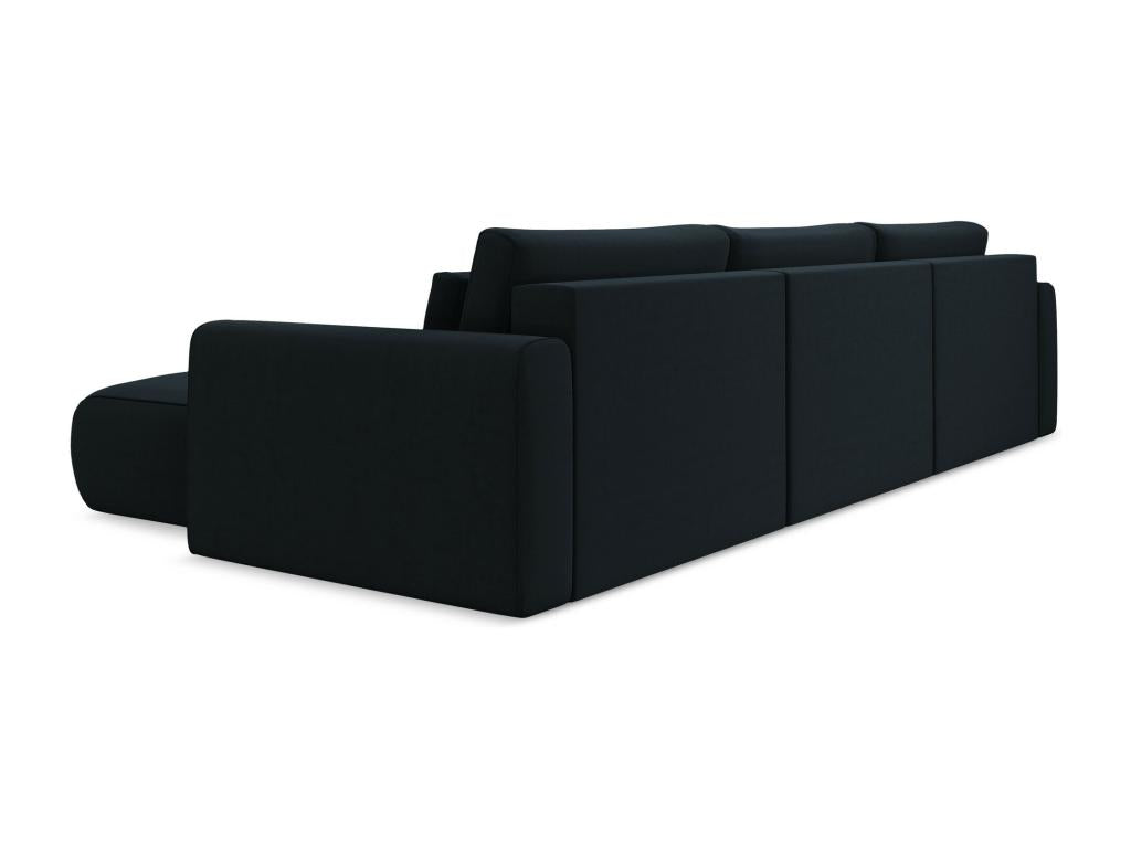 Convertible panoramic corner sofa in velvet - blue Meublori