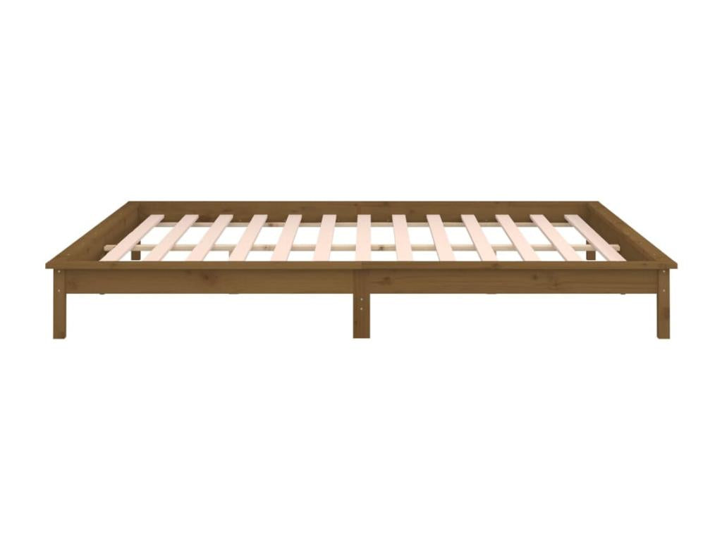 LED bed frame without mattress, 160x200 cm, solid wood